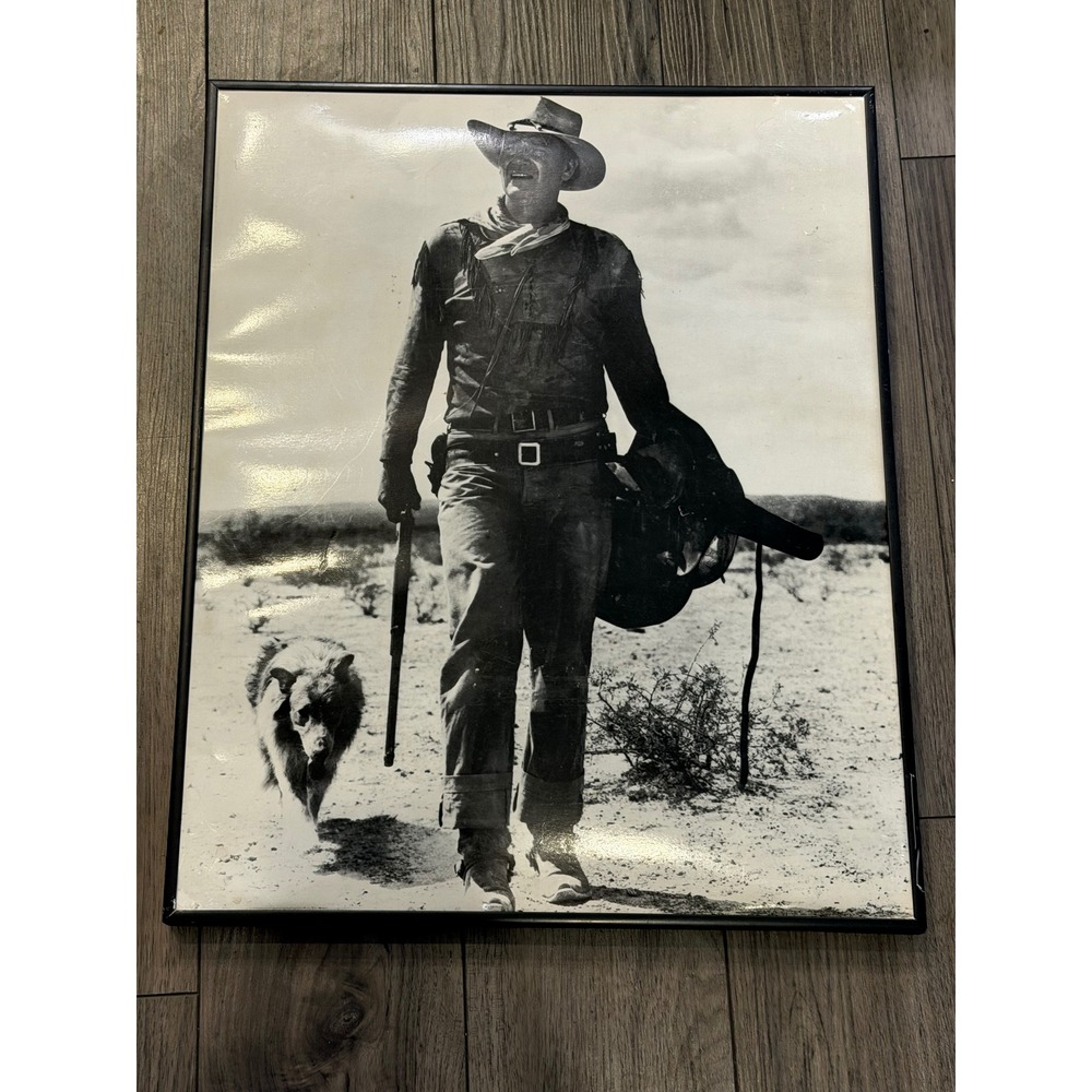 Vintage John Wayne "Hondo" Black & White Movie Still Framed Art Print 16" x 20"